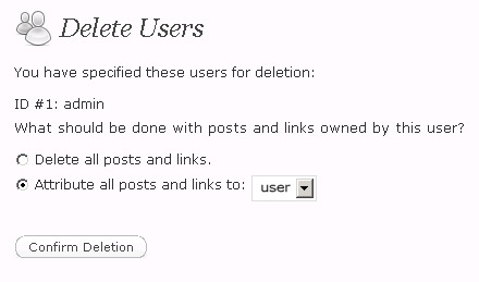 Deleting User in WordPress